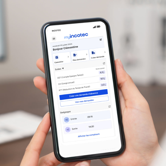 Application mobile de gestion administrative du personnel permettant de consulter ses soldes, ses badgeages et de gérer ses demandes d’absence.